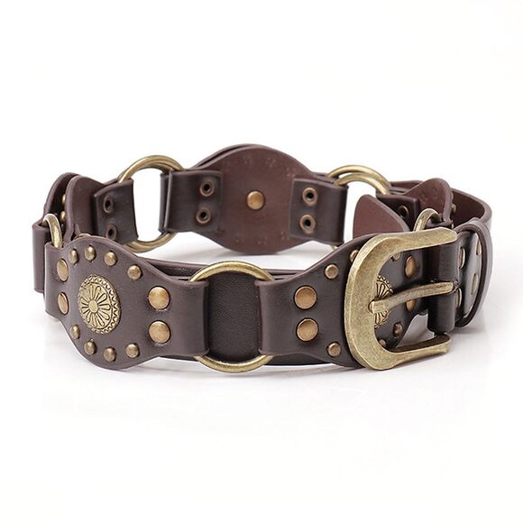 Аujоshn Accessories - 4943 Women's Western Belt- Genuine Leather Adjustable Brown Cowgirl Belt